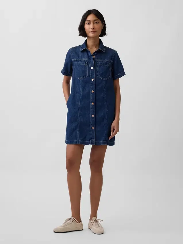 Miniabito a camicia in denim morbidissimo