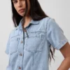 Miniabito a camicia in denim morbidissimo