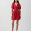 Miniabito a camicia in misto lino con vita stretta