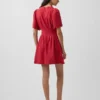 Miniabito a camicia in misto lino con vita stretta