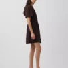 Miniabito a camicia in misto lino con vita stretta