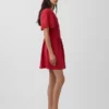Miniabito a camicia in misto lino con vita stretta