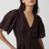 Miniabito a camicia in misto lino con vita stretta