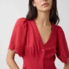 Miniabito a camicia in misto lino con vita stretta