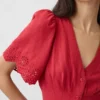 Miniabito a camicia in misto lino con vita stretta