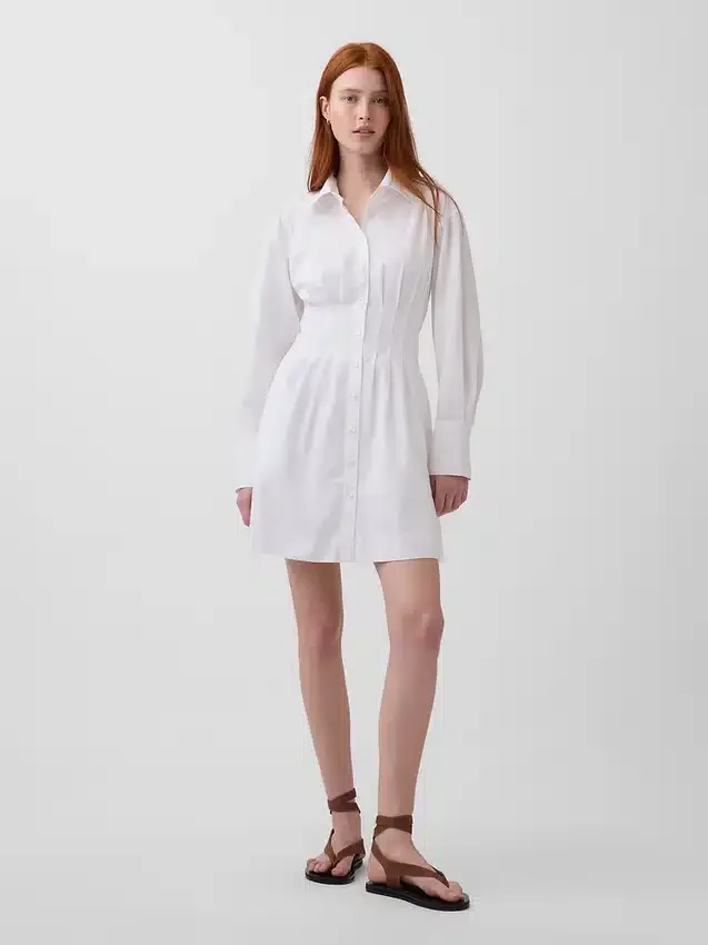 Miniabito a camicia plissettato