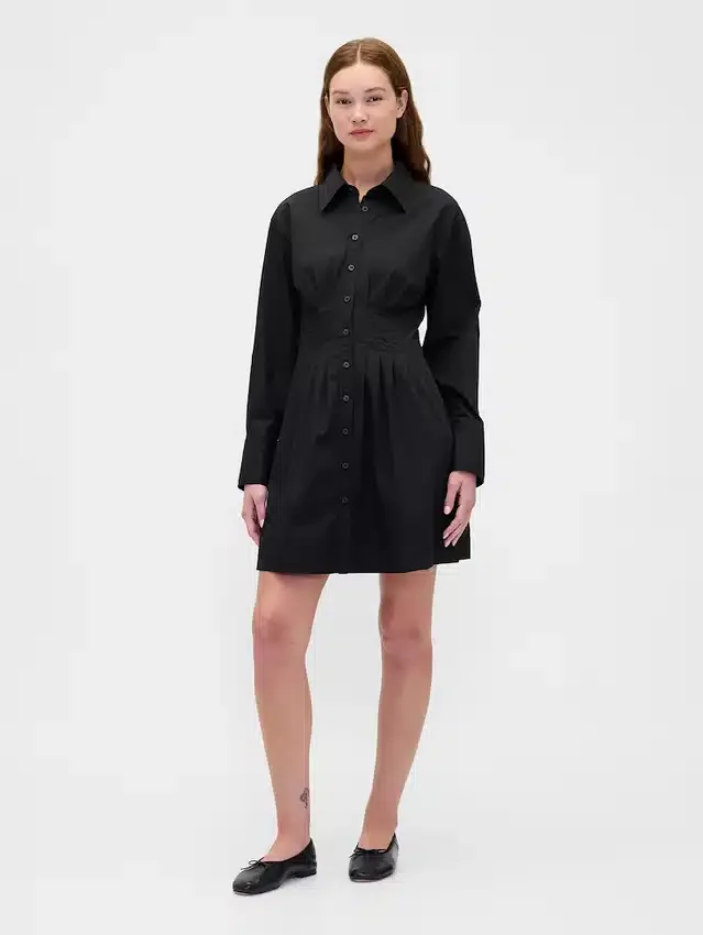 Miniabito a camicia plissettato