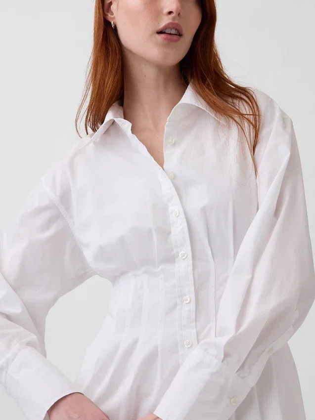 Miniabito a camicia plissettato