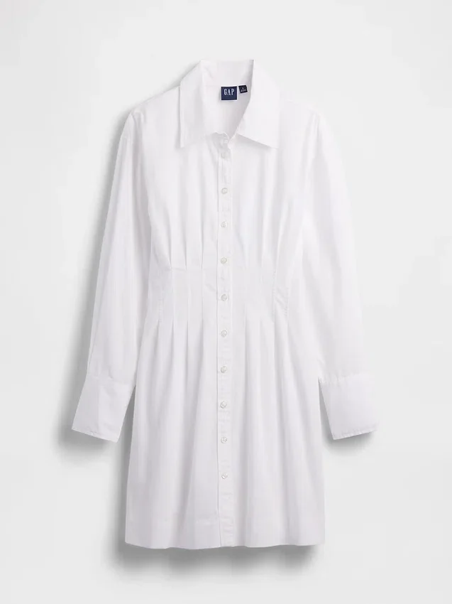 Miniabito a camicia plissettato