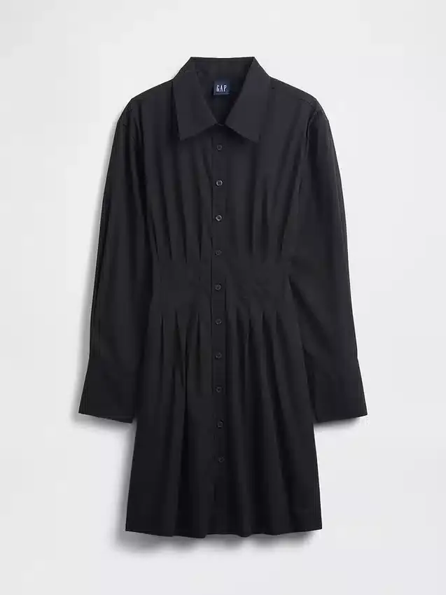 Miniabito a camicia plissettato