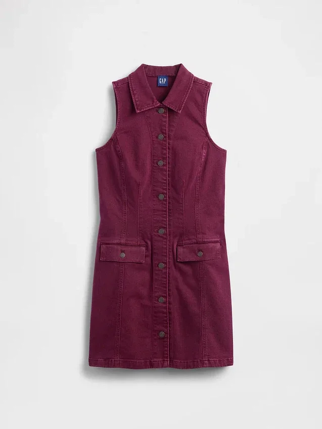 Miniabito a tubino in denim con colletto