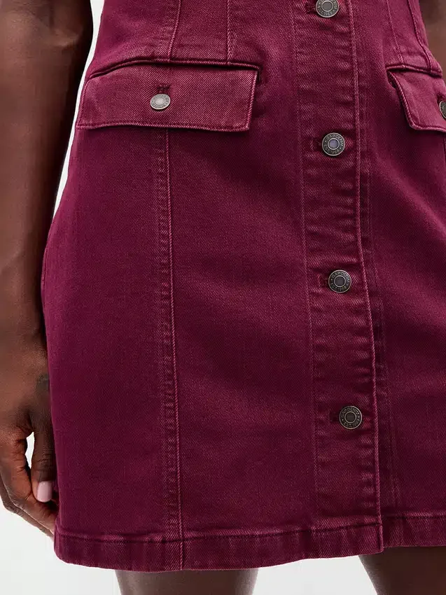 Miniabito a tubino in denim con colletto
