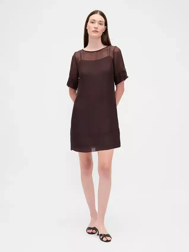 Miniabito a tubino in organza trasparente
