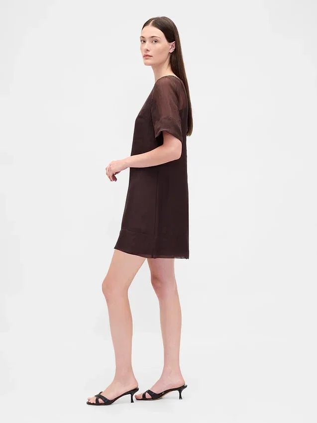 Miniabito a tubino in organza trasparente