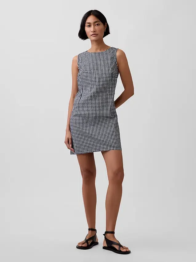 Miniabito dritto in denim a quadretti