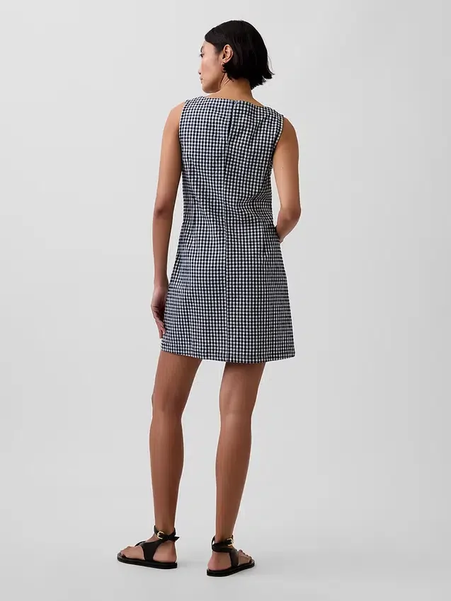 Miniabito dritto in denim a quadretti