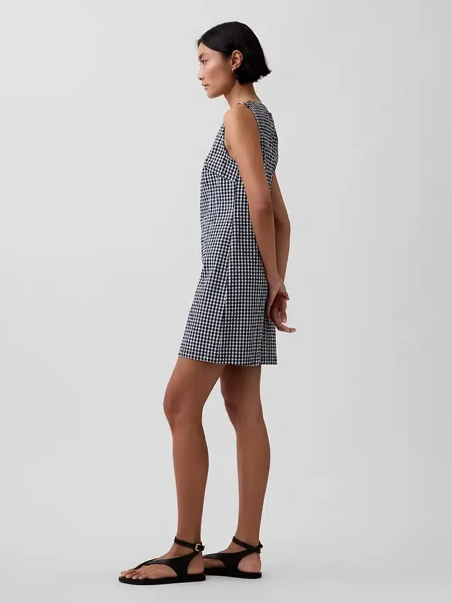 Miniabito dritto in denim a quadretti
