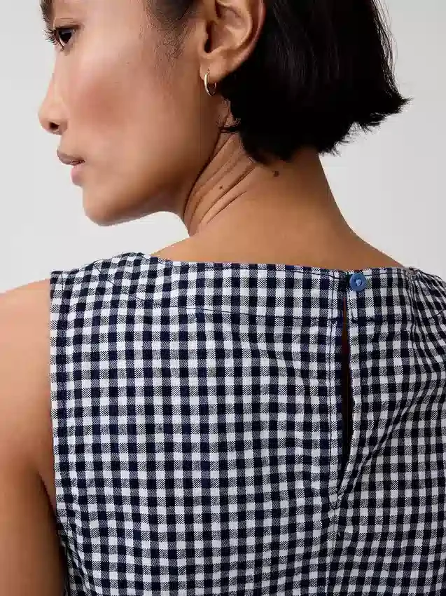 Miniabito dritto in denim a quadretti
