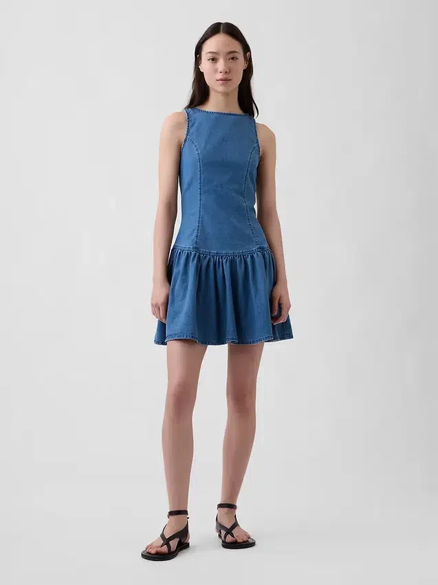 Miniabito in denim a vita bassa