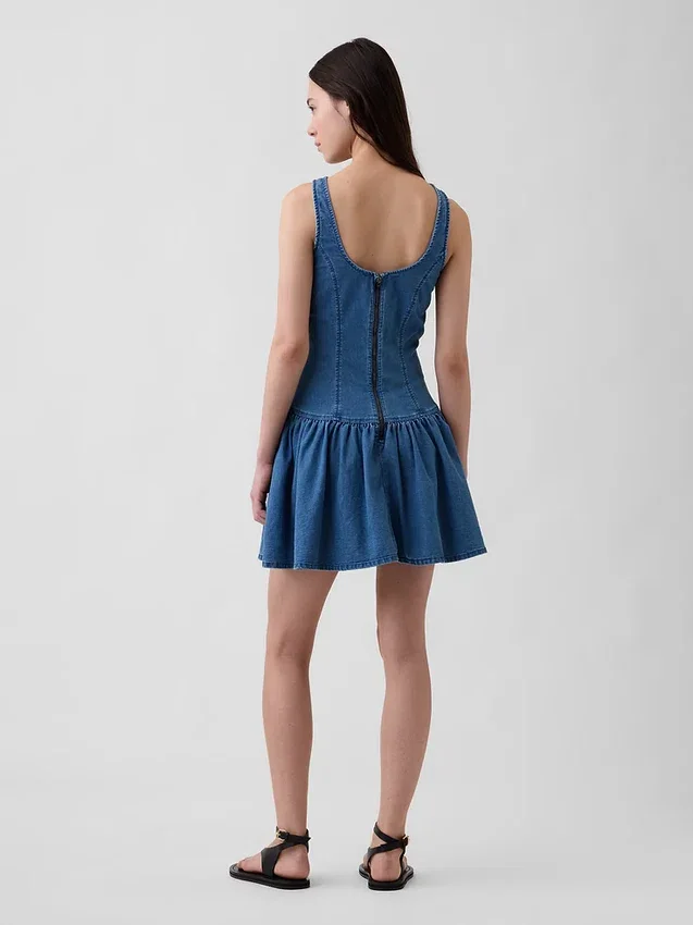 Miniabito in denim a vita bassa