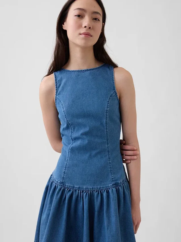 Miniabito in denim a vita bassa