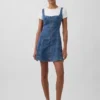 Miniabito in denim con chiusura frontale a zip