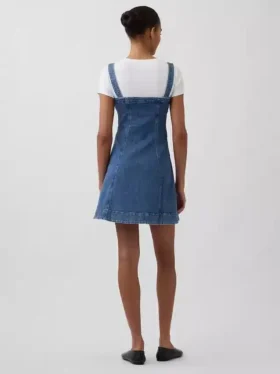 Miniabito in denim con chiusura frontale a zip