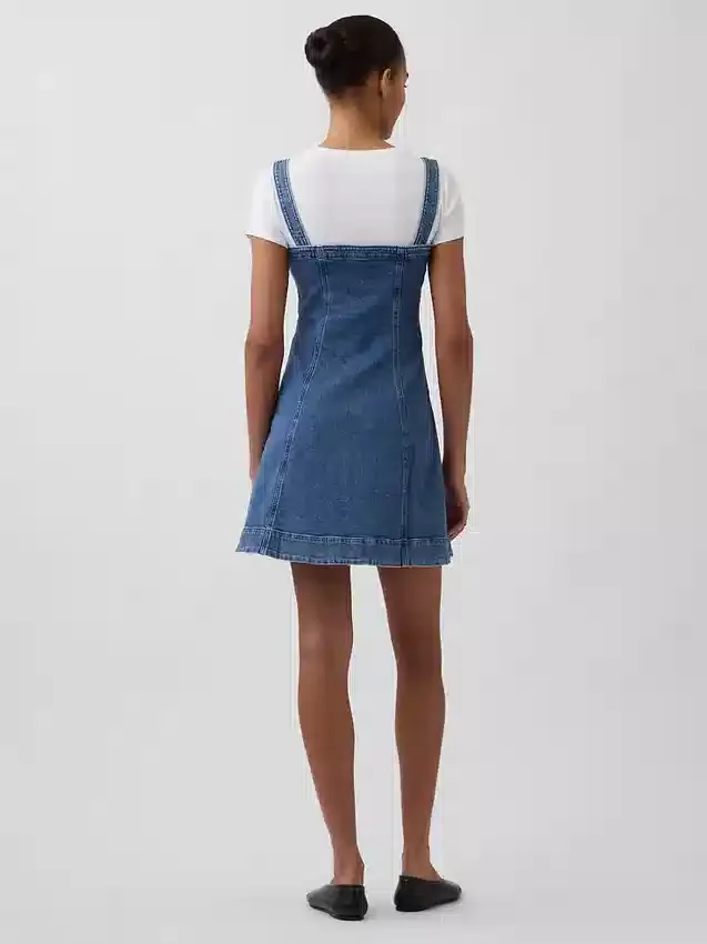 Miniabito in denim con chiusura frontale a zip