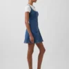 Miniabito in denim con chiusura frontale a zip