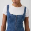 Miniabito in denim con chiusura frontale a zip