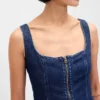 Miniabito in denim con chiusura frontale a zip