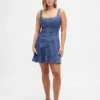 Miniabito in denim con chiusura frontale a zip