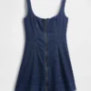 Miniabito in denim con chiusura frontale a zip
