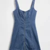 Miniabito in denim con chiusura frontale a zip