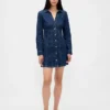 Miniabito in denim plissettato