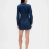 Miniabito in denim plissettato