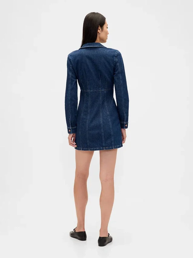 Miniabito in denim plissettato