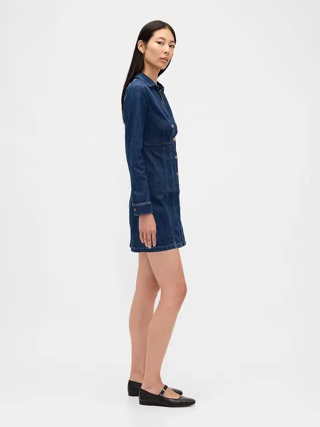 Miniabito in denim plissettato