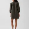 Miniabito in popeline con colletto Henley