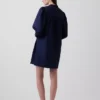 Miniabito in popeline con collo Henley