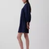 Miniabito in popeline con collo Henley