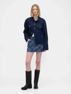 Minigonna in denim a quadri
