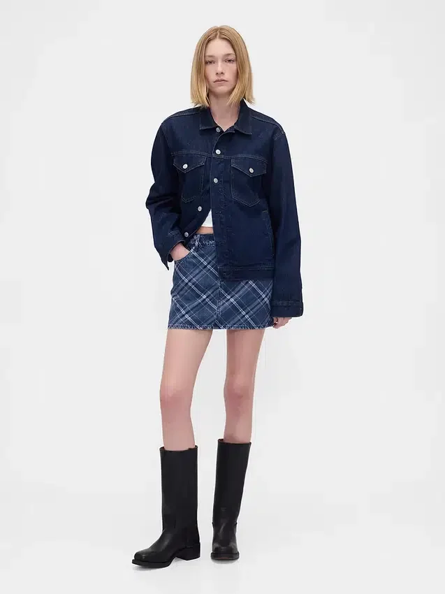 Minigonna in denim a quadri