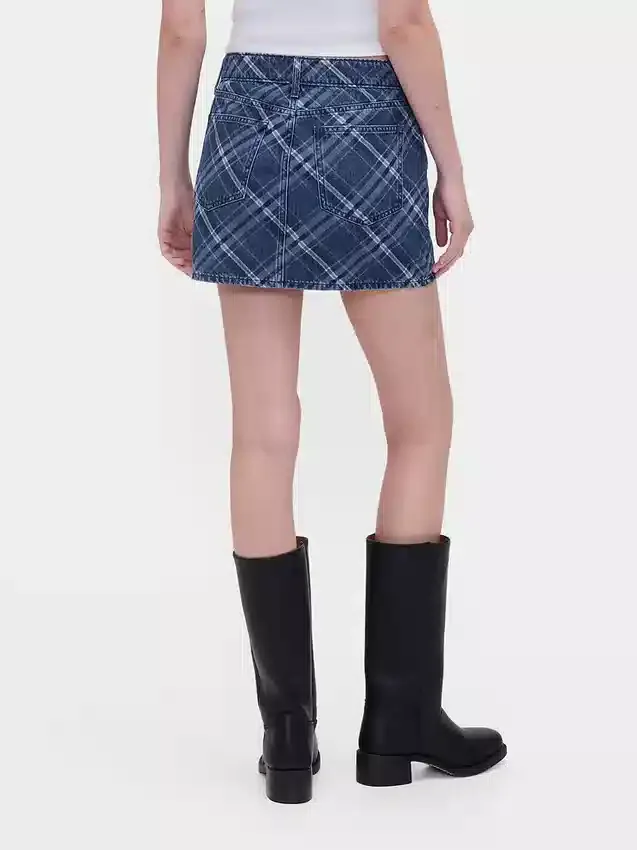 Minigonna in denim a quadri