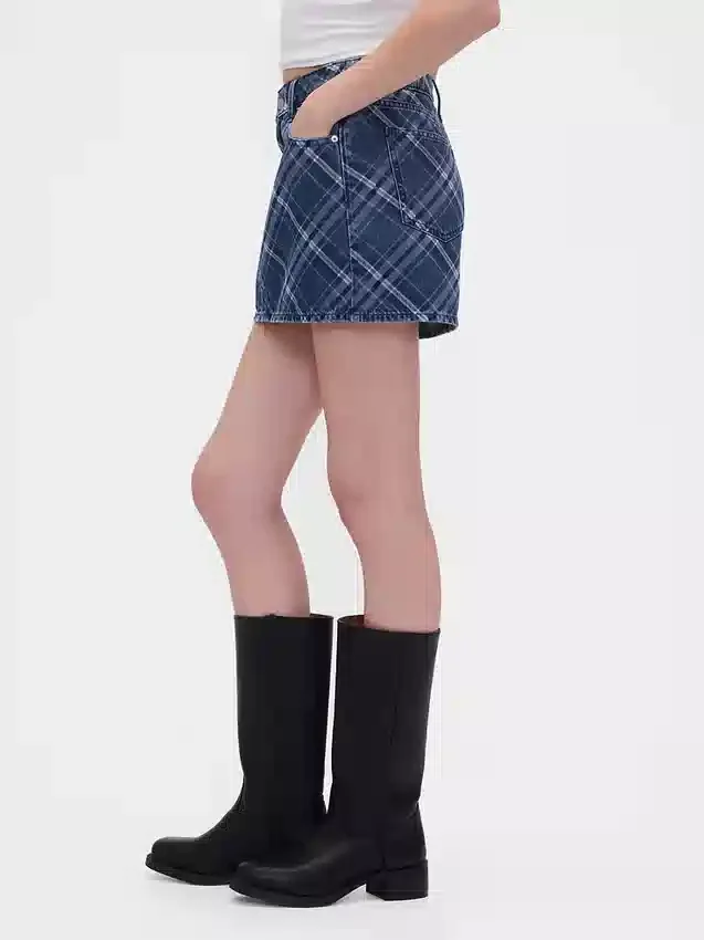 Minigonna in denim a quadri