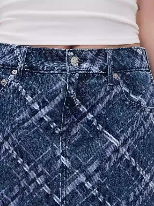 Minigonna in denim a quadri