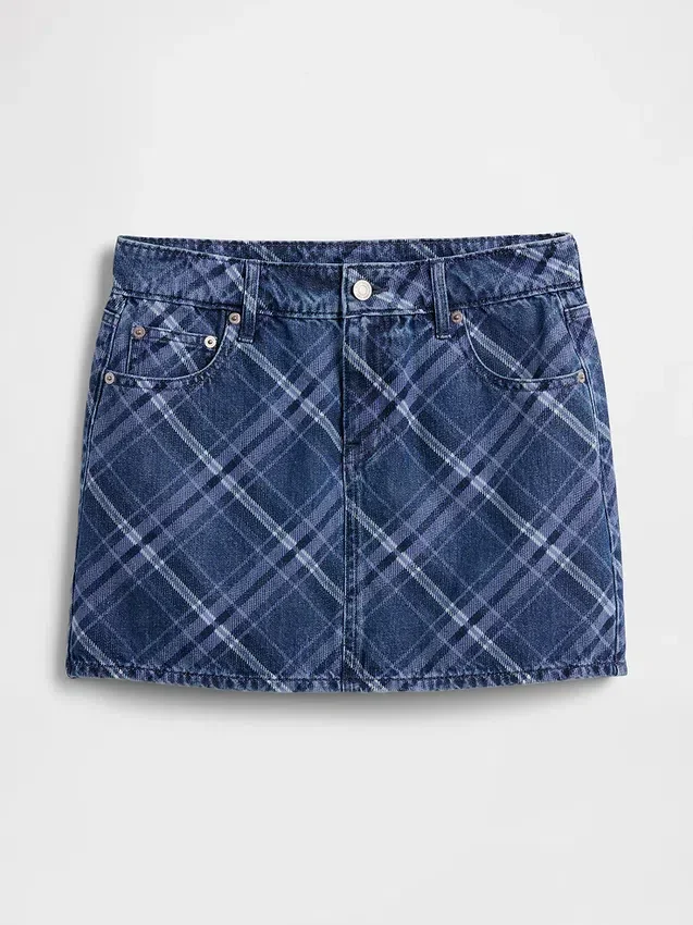 Minigonna in denim a quadri