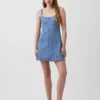 Minivestito con inserti in denim