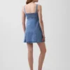 Minivestito con inserti in denim