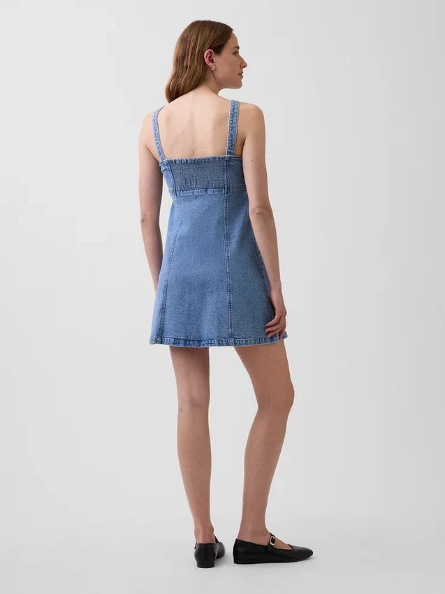 Minivestito con inserti in denim